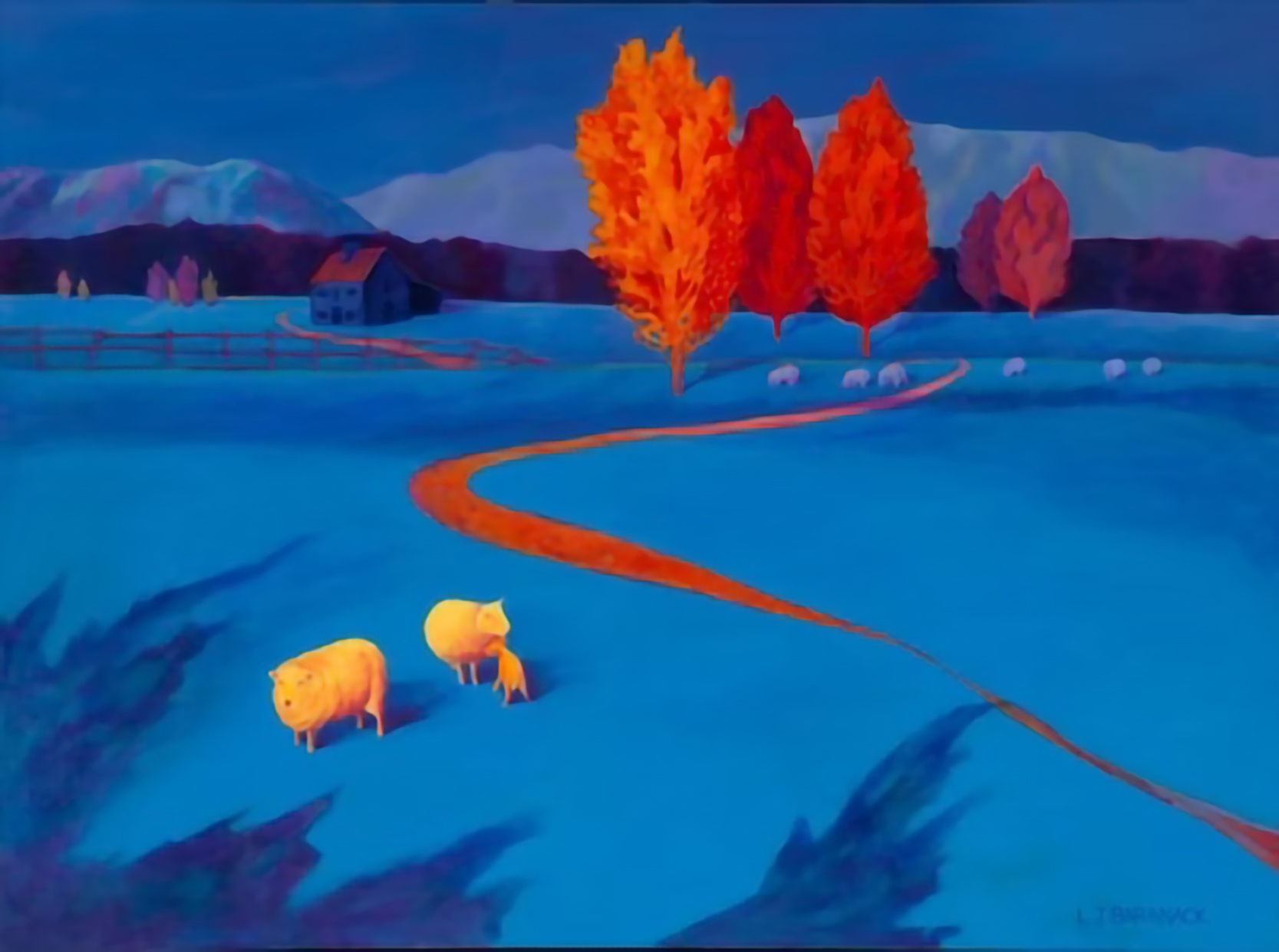 Sheep blue landscape